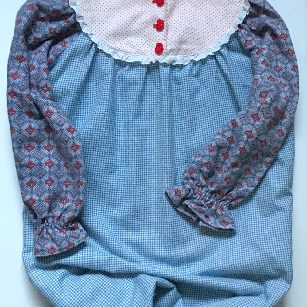 Vintage Inspired Handmade Victorian Patchwork Long sleeve Nightgown Girls Pajama